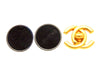Vintage Chanel earrings logo round black leather