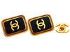 Vintage Chanel earrings CC logo black quad