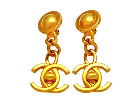 Vintage Chanel earrings CC logo turnlock dangle