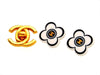 Vintage Chanel earrings CC logo white flower