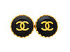 Vintage Chanel earrings CC logo black button round