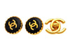 Vintage Chanel earrings CC logo black button round