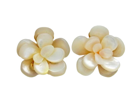 Vintage Chanel earrings white shell flower