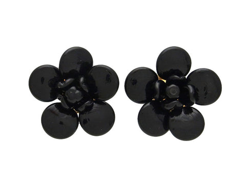 Vintage Chanel earrings black flower