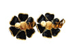 Vintage Chanel earrings black flower gripoix glass