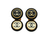 Vintage Chanel earrings CC logo round double black white