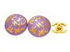 Vintage Chanel earrings CC logo round purple pottery