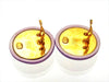 Vintage Chanel earrings CC logo round purple pottery