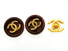 Vintage Chanel earrings CC logo wood round