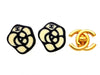 Vintage Chanel earrings CC logo camellia plastic