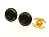 Vintage Chanel earrings CC logo round black pottery