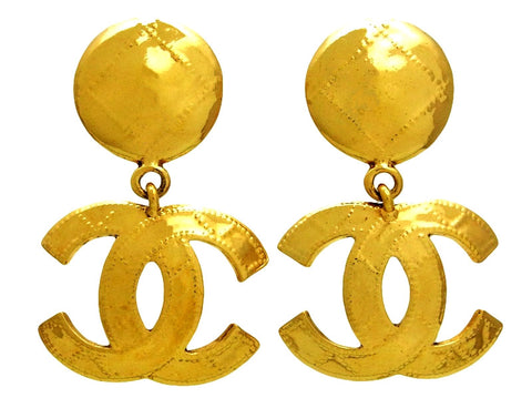 Vintage Chanel earrings CC logo dangle large