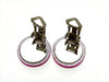 Vintage Chanel earrings CC logo glitter pink round