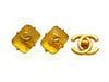 Vintage Chanel earrings CC logo yellow gold stone