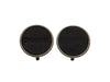 Vintage Chanel earrings CC logo round black leather