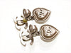 Vintage Chanel earrings CC logo rhinestone heart dangle
