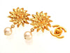 Vintage Chanel earrings CC logo lion pearl dangle
