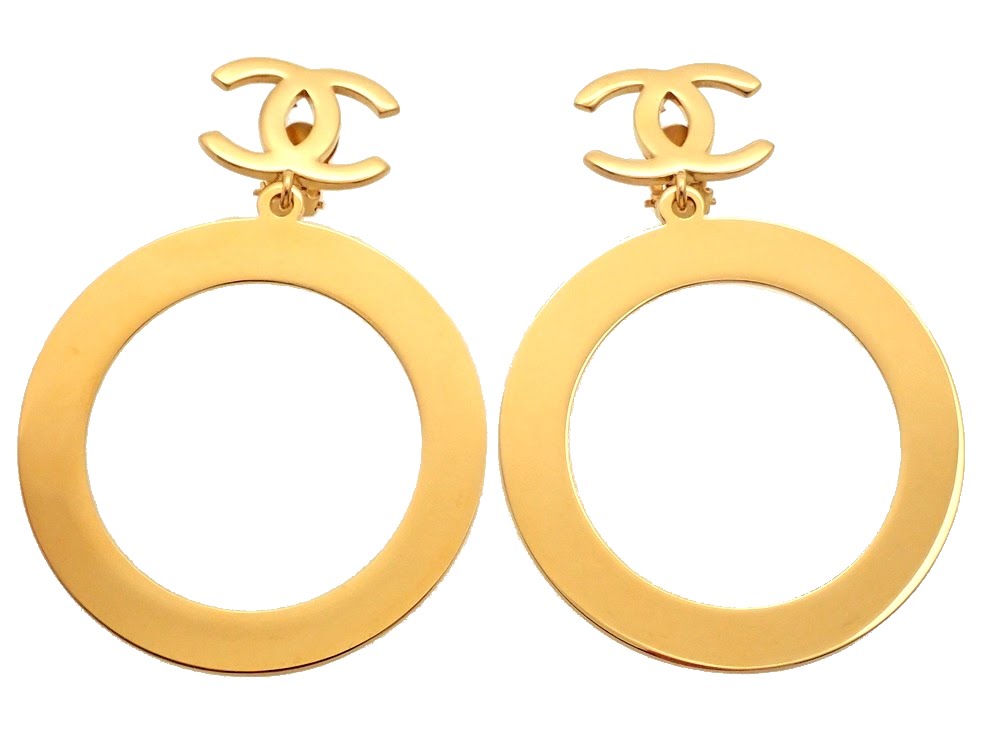 chanel earrings gold hoops vintage