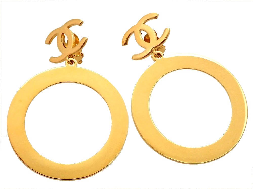 CHANEL, Jewelry, Auth Chanel Cc Logos Button Motif Rhinestone Earrings  Clipon 23 Gold