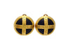 Authentic vintage Chanel earrings gold CC Black round gold cross logo