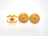 Authentic vintage Chanel earrings gold CC round button logo