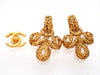 Authentic vintage Chanel earrings gold CC two way dangled decorative