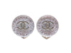 Authentic vintage Chanel earrings silver clear plastic stone double C