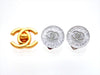 Authentic vintage Chanel earrings silver clear plastic stone double C
