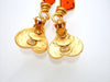 Authentic vintage Chanel earrings gold heart clip double C amber stone dangled