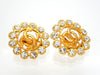 Authentic vintage Chanel earrings gold CC logo rhinestone round
