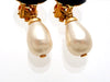 Authentic vintage Chanel earrings CC logo clip teardrop pearl dangled