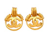 Authentic vintage Chanel earrings CC logo hoop dangled
