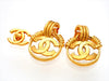 Authentic vintage Chanel earrings CC logo hoop dangled