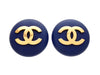 Authentic vintage Chanel earrings Navy Round CC logo