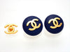 Authentic vintage Chanel earrings Navy Round CC logo