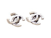 Authentic vintage Chanel earrings Silver CC logo double C engraved