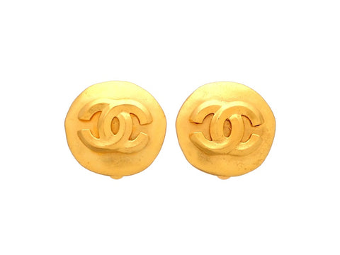 Authentic vintage Chanel earrings CC logo Round
