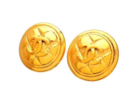 Authentic vintage Chanel earrings Quilted Round CC logo