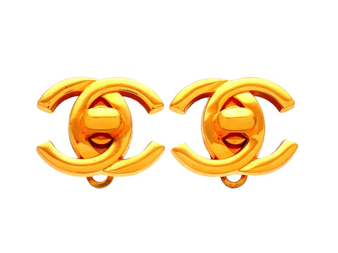 Authentic vintage Chanel earrings turnlock CC logo double C