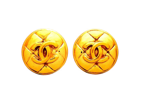 Authentic vintage Chanel earrings Quilted Round CC logo