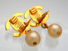 Authentic vintage Chanel earrings turnlock CC logo double C clip Faux Pearl Dangled
