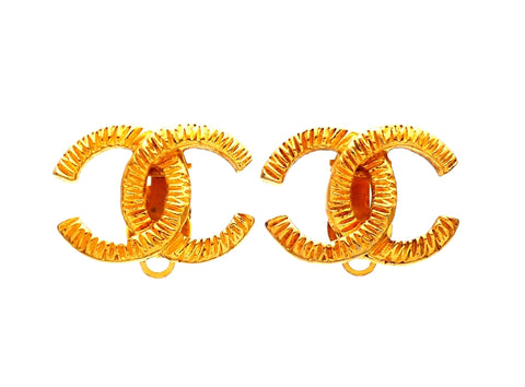 Authentic vintage Chanel earrings gold CC logo double C