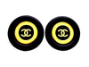 Authentic vintage Chanel earrings Black round Gold Circle CC logo