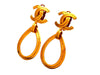 Authentic vintage Chanel earrings CC logo clip Dangled Drop