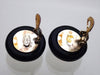 Authentic vintage Chanel earrings Black Gold CC logo Round