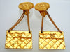 Authentic vintage Chanel earrings CC logo medal quilted bag dangled