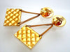Authentic vintage Chanel earrings CC logo medal quilted bag dangled