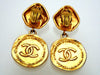 Authentic vintage Chanel earrings Rhombus clip COCO profile medal CC logo dangled