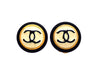 Authentic vintage Chanel earrings black white CC logo round
