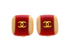 Authentic vintage Chanel earrings Beige Red Square Gold CC logo